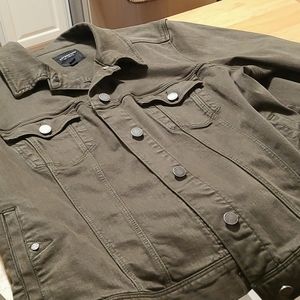 Army green denim jacket